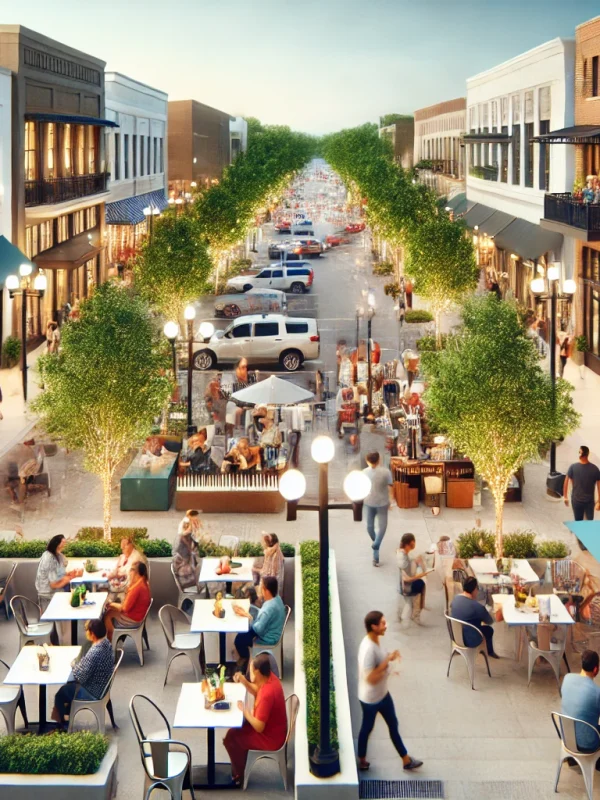 DALL·E 2025-01-21 20.08.29 - A thriving downtown Fort Bend scene filled with bustling restaurant